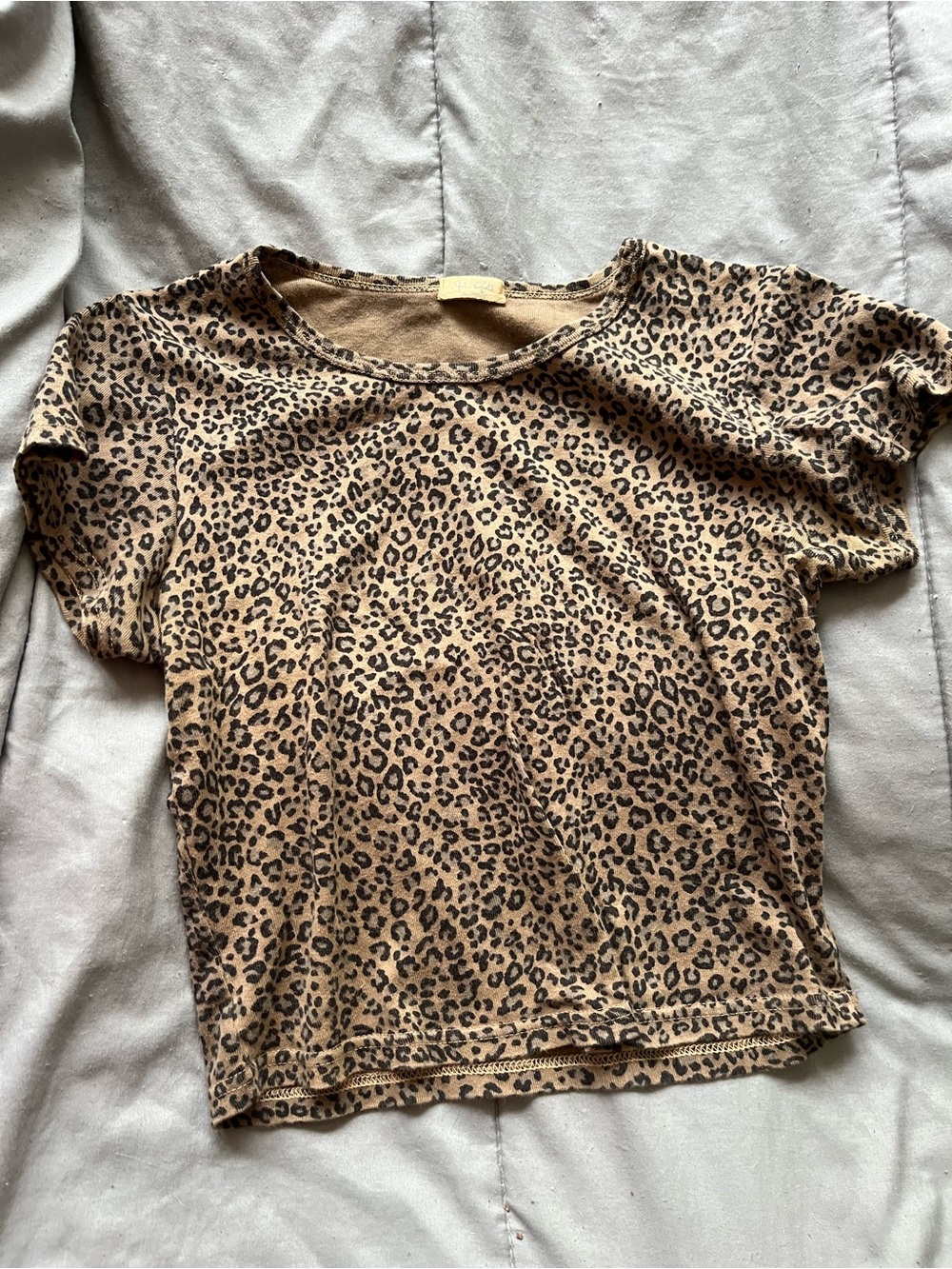 John Galt Leopard Print Short Sleeve Tee - Tan/Black
